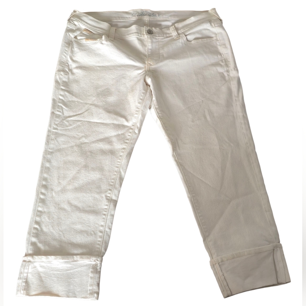 Old Navy Ultra Blue Women's Jeans White Size 12 Stretch Cuffed